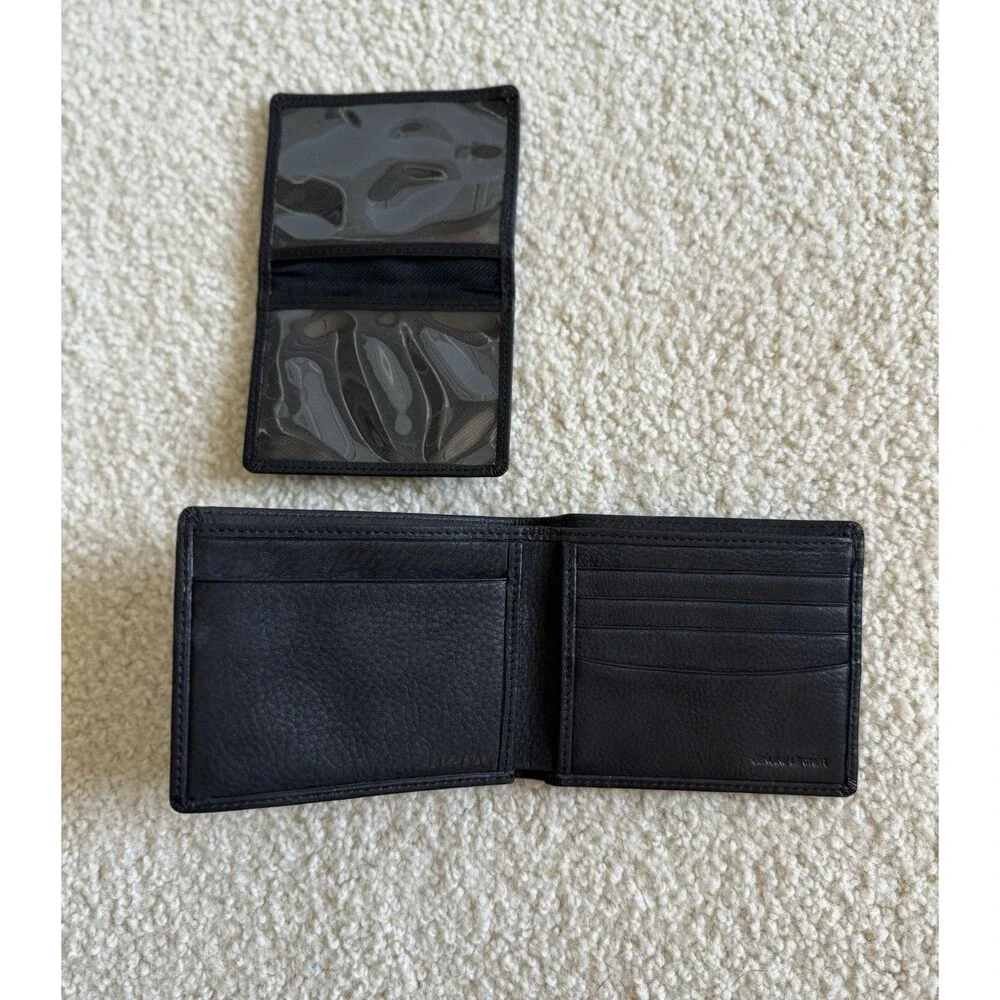 Haggar Mens Black Genuine Leather L-Fold Pocket Mate Wallet - New In Box